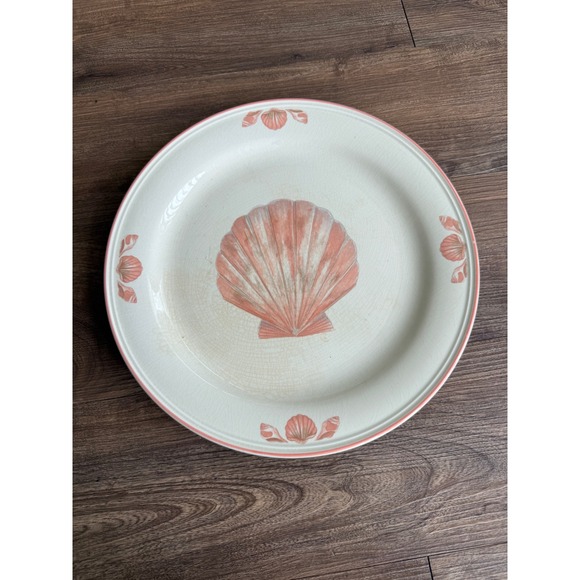 Sangostone Other - Sangostone Coquille Seashell Chop Plate Vintage Coastal Pink Stoneware 12"